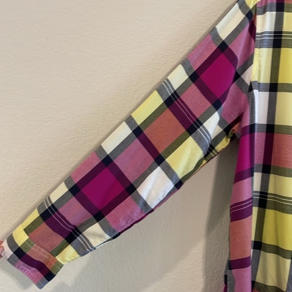 American Eagle Women’s Button Front Extra Large Purple Plaid Vintage Boyfriend - Picture 5 of 14